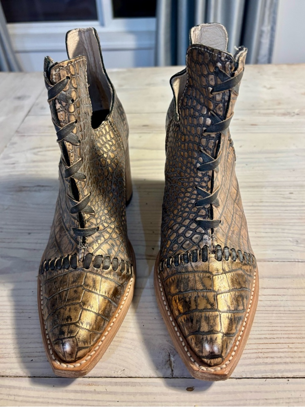 Freebird Croc-Embossed Ankle Booties - Picture 3 of 6